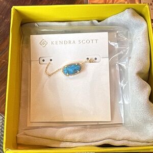 Kendra Scott Blue Turquoise Stone necklace in Gold